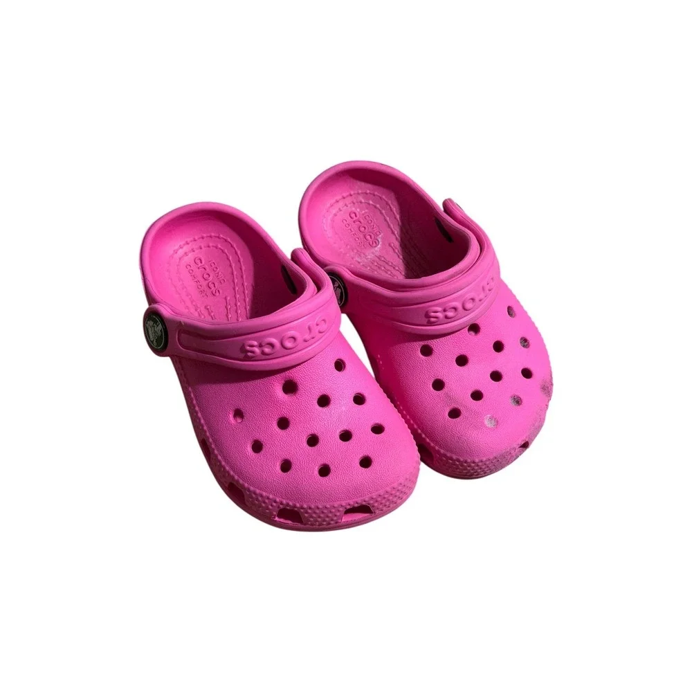Crocs Classic Clog Pink 7 Toddler Girls Lightweight Breathable Slip On